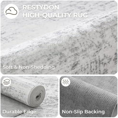 2x8 Runner Rug Non Slip,Washable Hallway Runner Rug,Grey