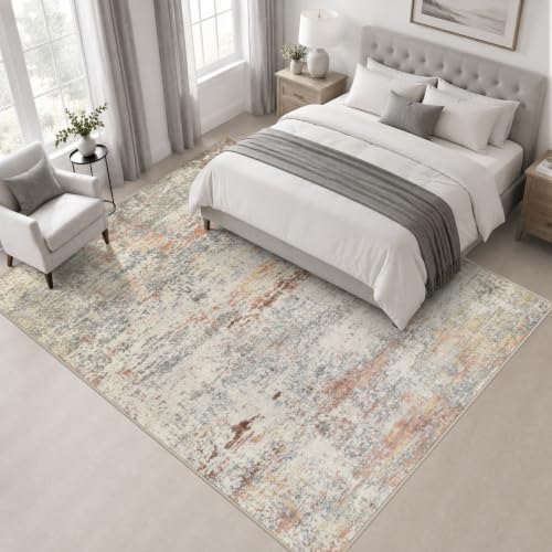 Area Rug Living Room: 6x6 Modern Washable Indoor Soft Carpet Taupe