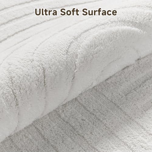 Pauwer 6ft Area Rugs for Living Room, Modern Non Slip Washable Rug, White