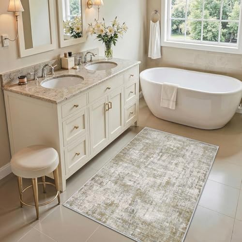 2x3 Area Rug Washable Abstract: Non Slip Throw Rugs for Entryway