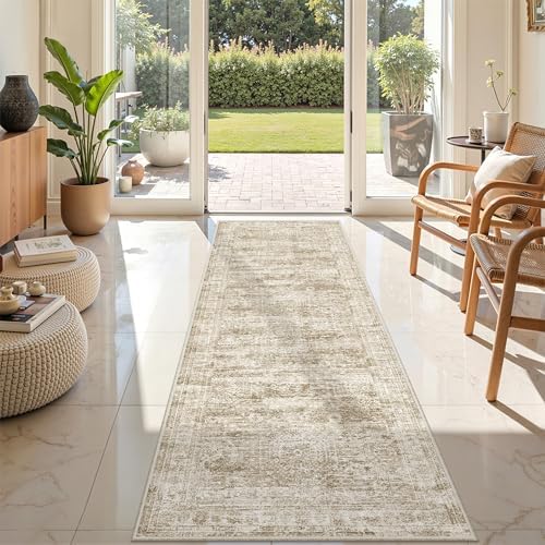 2x7 Runner Rug Non Slip,Washable Hallway Runner Rug,Brown
