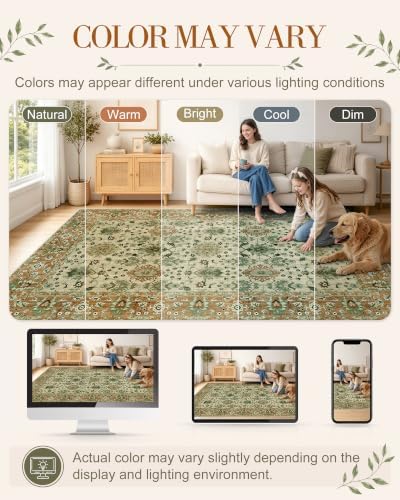 OLANLY 8x10 Washable Area Rug, Soft Non Slip Carpet for Bedroom Living Room