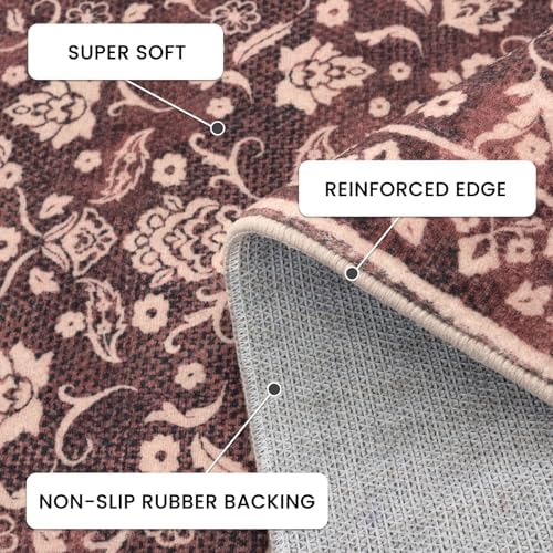 Vintage Washable Rugs for Entryway 3x5 Area Rug Non Slip Door Mat