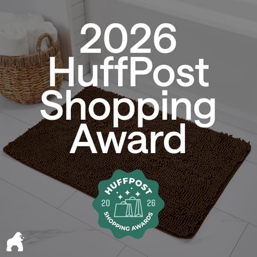 GORILLA GRIP Bath Rug Mat for Bathroom, Absorbent Chenille, 48x24 Brown