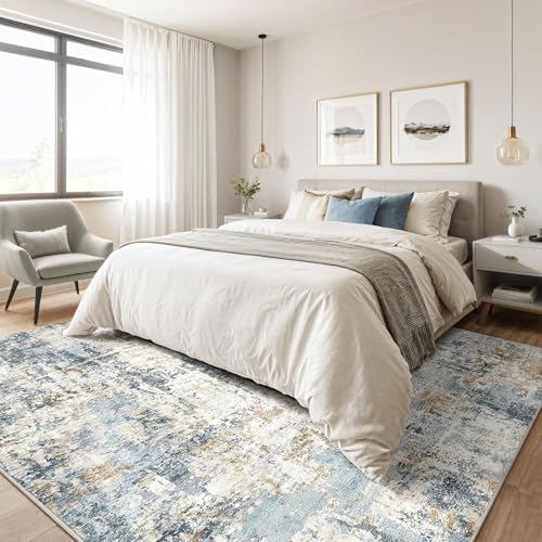 LOONGRUG 10x13 Area Rug Washable Large Neutral Modern Living Room Rug