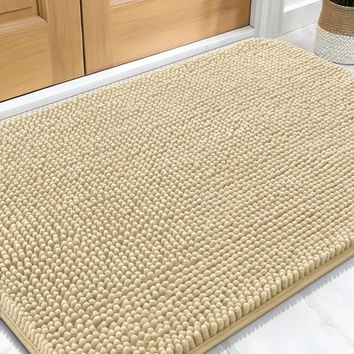 OLANLY Dog Door Mat for Muddy Paws 34x21, Super Absorbent Chenille Mud Mat