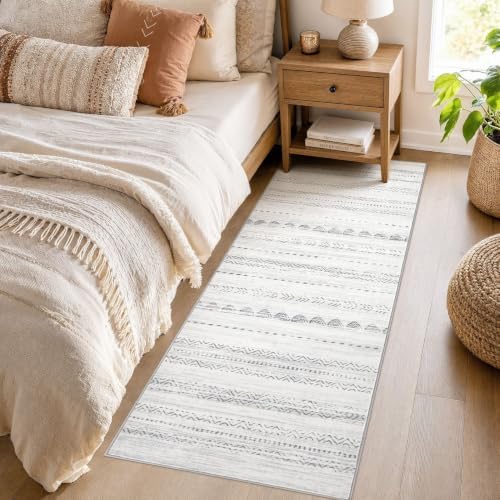 Nakagishi Boho 2x6 Runner Rug Machine Washable Rugs Non Slip Gray