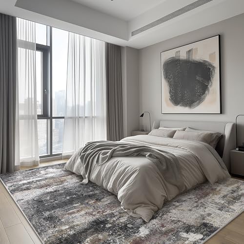 BEIMO 6x9 Area Rugs for Bedroom, Dark Grey Washable Abstract Non Slip Rug