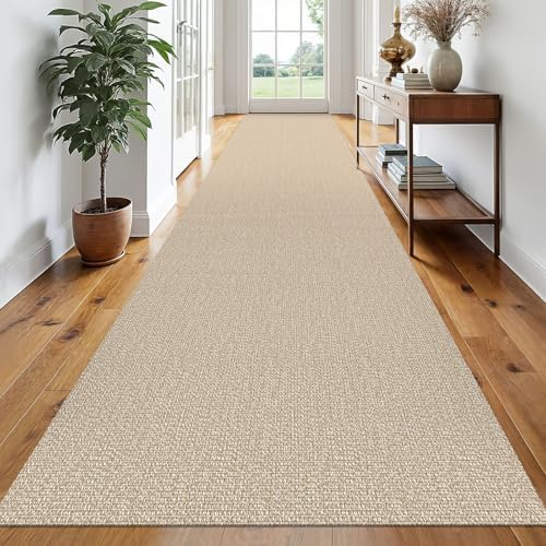EARTHALL Washable Runner Rug, Non Slip Hallway Runner, 3x20 Ft, Sand/Beige