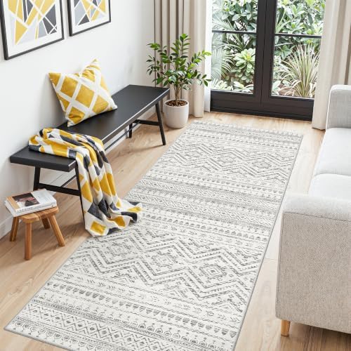 Miukiki 3x8 Washable Runner Rug Hallway Soft Non Slip Indoor Rug Grey