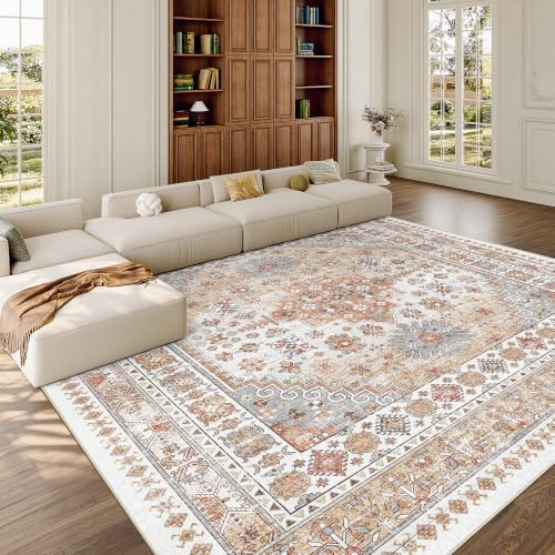 zesthome 9x9 Area Rug for Living Room,Large Washable Rug,Orange
