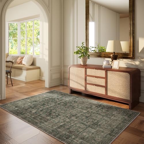 Machine Washable Throw Rugs for Entryway: Door Mat Indoor Entrance 4x6 Rug Boho Small Area Rug Non-Slip Low Pile Kitchen Rug for Front Door Indoor Entrance Entry Kids Room