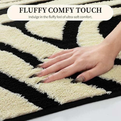 YIHOUSE Zebra Round Rugs 5ft: Modern Washable Non-Slip Area Rug