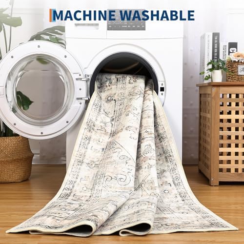 GarveeHome Washable Rug Runner 2x6 Vintage Runners for Hallways Beige