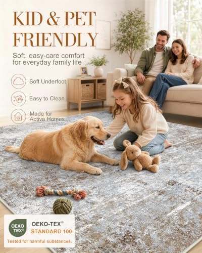OLANLY 4x6 Washable Area Rug, Soft Non Slip Carpet for Bedroom Living Room
