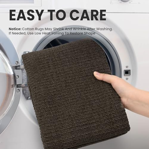 EARTHALL Washable Runner Rug, Non Slip Hall Runner, 3x10 Ft, Taupe/Coffee