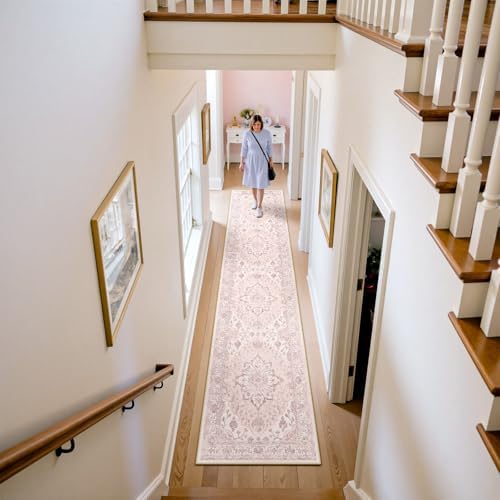 RELEANY Washable Area Rug, Runner 2'x10', Pink