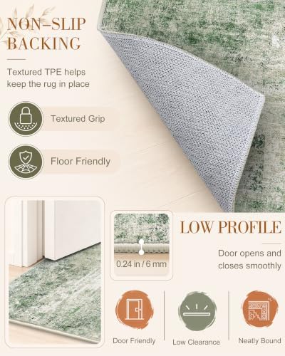 OLANLY 2x5 Washable Runner Rug, Soft Non Slip Carpet for Hallway Kitchen