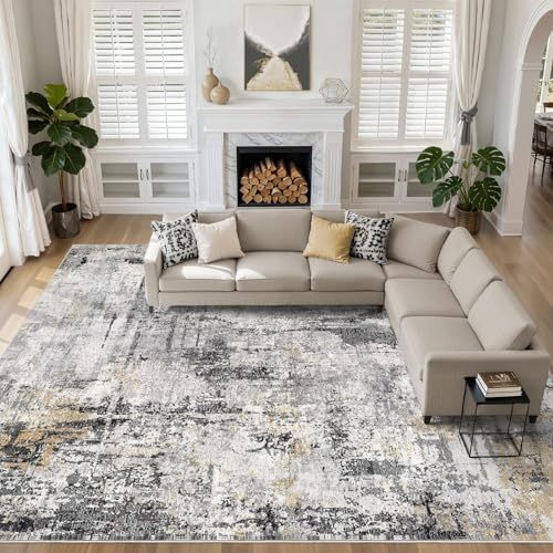 LOONGRUG 10x14 Area Rugs Washable Large Neutral Modern Living Room Rug