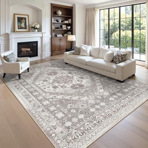 zesthome 8x10 Area Rugs for Living Room,Large Washable Rug,Brown