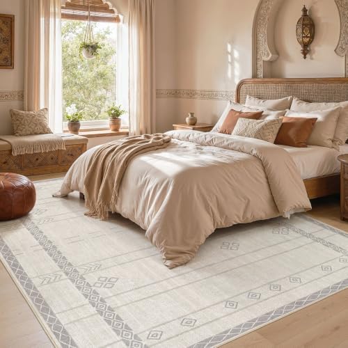 cotiled 6x9 Area Rugs for Living Room: Boho Washable Rug for Dining Room