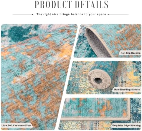 3x8 Washable Runner Rug：Modern Abstract Soft Carpet Rosy Haze
