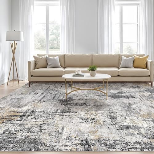 LOONGRUG 10x14 Area Rugs Washable Large Neutral Modern Living Room Rug