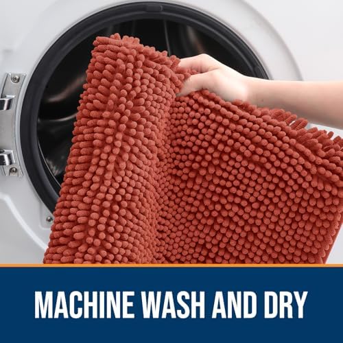 OLANLY Dog Door Mat for Muddy Paws 59x32, Super Absorbent Chenille Mud Mat