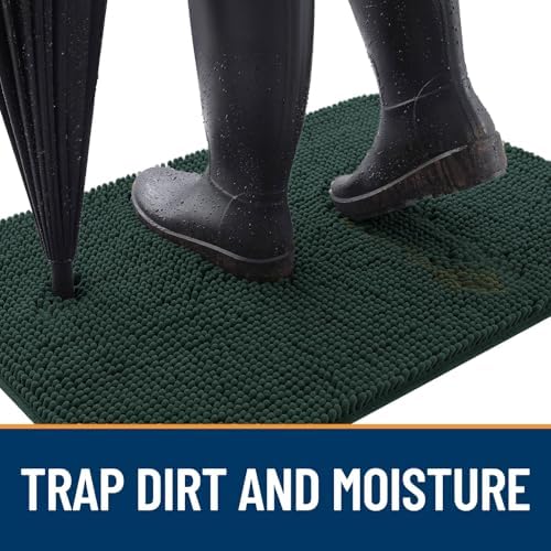 OLANLY Dog Door Mat for Muddy Paws 50x30, Super Absorbent Chenille Mud Mat