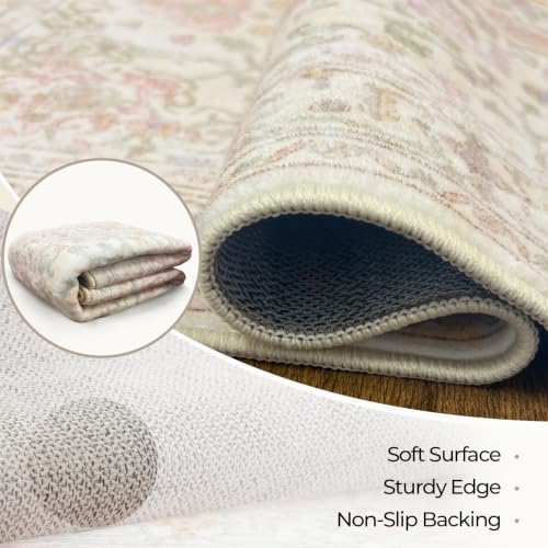 CAPALOCA 8x10 Washable Nursery Girls Low Pile Area Rug Purple Green Pink