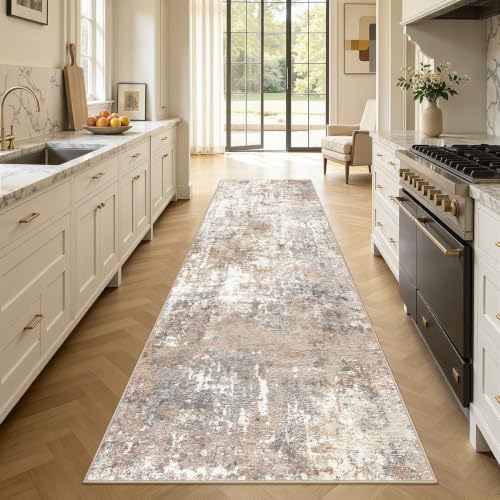 LOONGRUG Runner Rug 3x10 Washable Non-Slip Kitchen Neutral Modern Rug