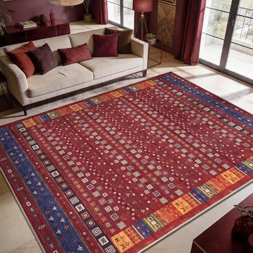 Keen Home Design 10x14 Rug - Machine Washable Area Rug with Non-Slip Backing, Ideal for Living Room, Dining Room, Bedroom - Vintage, Easy Clean, Durable, Low Pile Rug - (9'7" x 14')