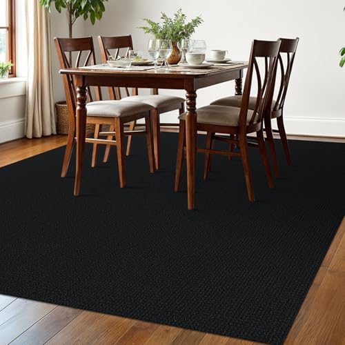 EARTHALL Washable Area Rug, Non Slip Living Room Rug, 6x9 Ft, Black/Grey