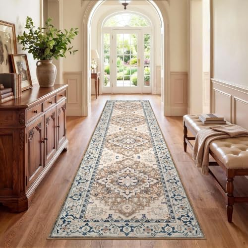 Lofus 2x8 Hallway Kitchen Washable Runner Rug, Boho Entry Long Carpet Brown