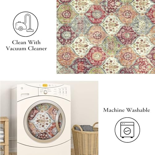 Lahome Moroccan Round Area Rugs, Washable Small Round Rug 3ft Non-Slip