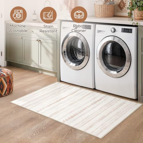 Nakagishi Boho 3x5 Area Rug Living Room Rugs Machine Washable Beige/Brown