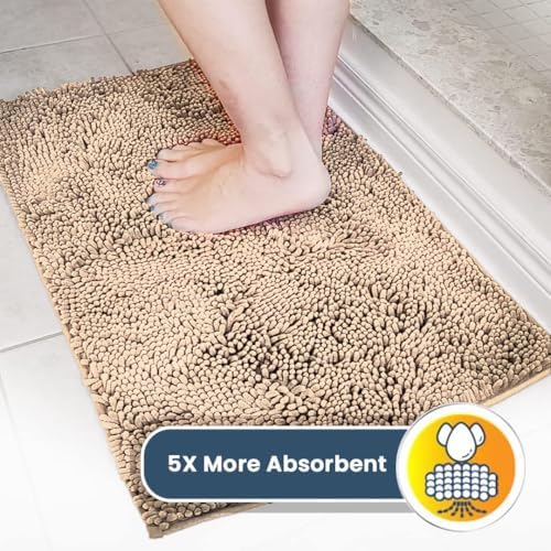 Muddy Mat® | Super Water Absorbent Door Mat Indoor, Microfiber Quick Dry Chenille Entryway Rug, Slip Resistant Front Door Mat, Indoor Mats for Entryway, Machine Washable Pet Rug, Beige 6ft x 9ft