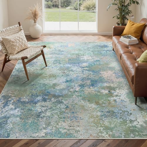 BEIMO 7'6"x9'6" Area Rugs for Bedroom, Blue Green Washable Abstract Rug