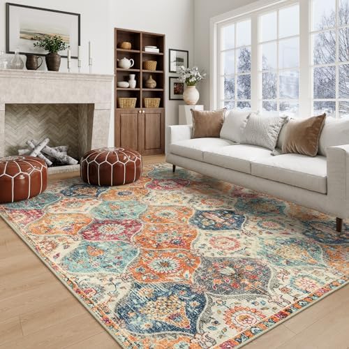 Lahome Moroccan 5x8 Area Rug, Washable Rugs for Living Room Bedroom