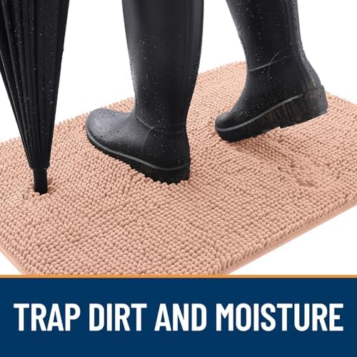 OLANLY Dog Door Mat for Muddy Paws 54x32, Super Absorbent Chenille Mud Mat