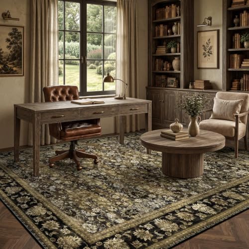 9x12 Area Rug for Living Room, Non-Slip Washable Large Carpet, Mocha Brown