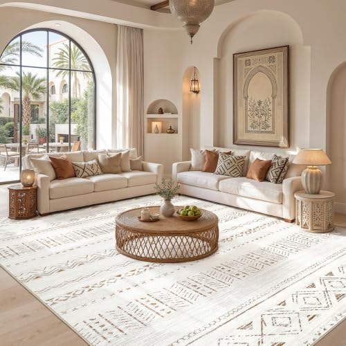 cotiled Boho 8x10 Area Rugs for Living Room: Large Moroccan Washable Rug