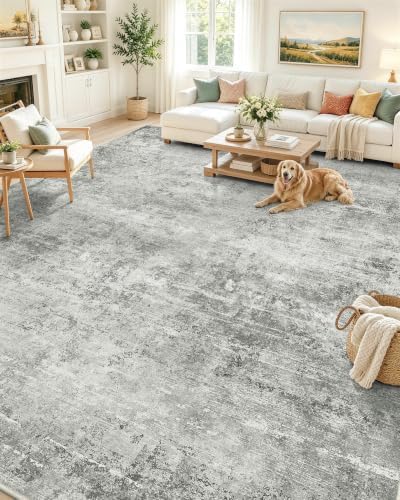 OLANLY 9x12 Washable Area Rug, Soft Non Slip Carpet for Bedroom Living Room