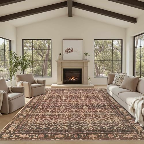 Rugxara Red 8x10 Area Rugs for Living Room Bedroom Large Washable Rug