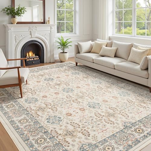 cotiled 10x14 Area Rug for Living Room, Washable, Traditional, Multi Color