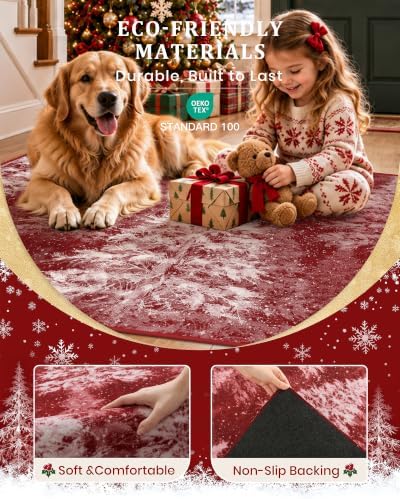Madane Christmas Runner Rug 2x5 for Kitchen, Washable Soft Hallway Rug Red