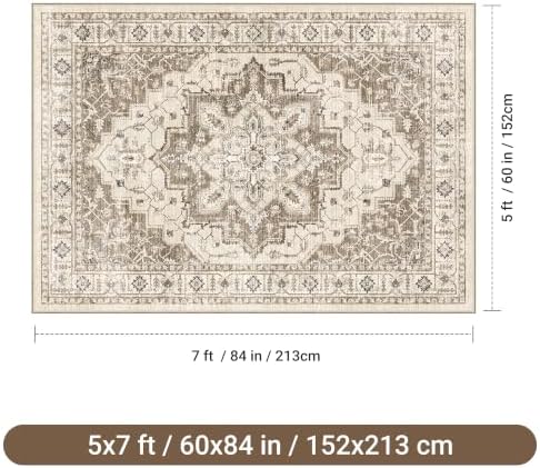 befbee Washable 5x7 Area Rug Non Slip Stain Resistant Rug for Living Room