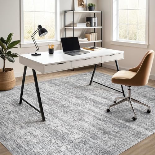 DMOYEST Area Rug Living Room Rugs - 6x9 Abstract Large Soft Indoor Washable Rug Neutral Modern Low Pile Carpet for Bedroom Dining Room Farmhouse Home Office - Vintage Grey