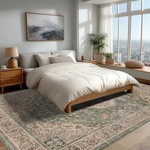 Ruaruarug Washable Area Rug 8×10 for Living Room, Ultra Soft, Celadon