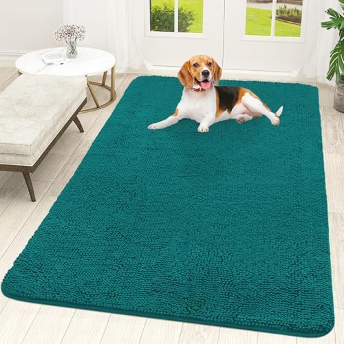 OLANLY Dog Door Mat for Muddy Paws 59x35, Super Absorbent Chenille Mud Mat